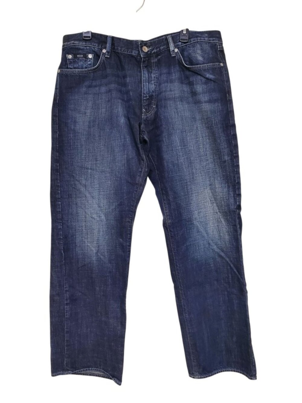 BOSS Hugo Boss Men's Indigo Wash Distressed Relaxed Straight Leg Jeans Sz 38x31